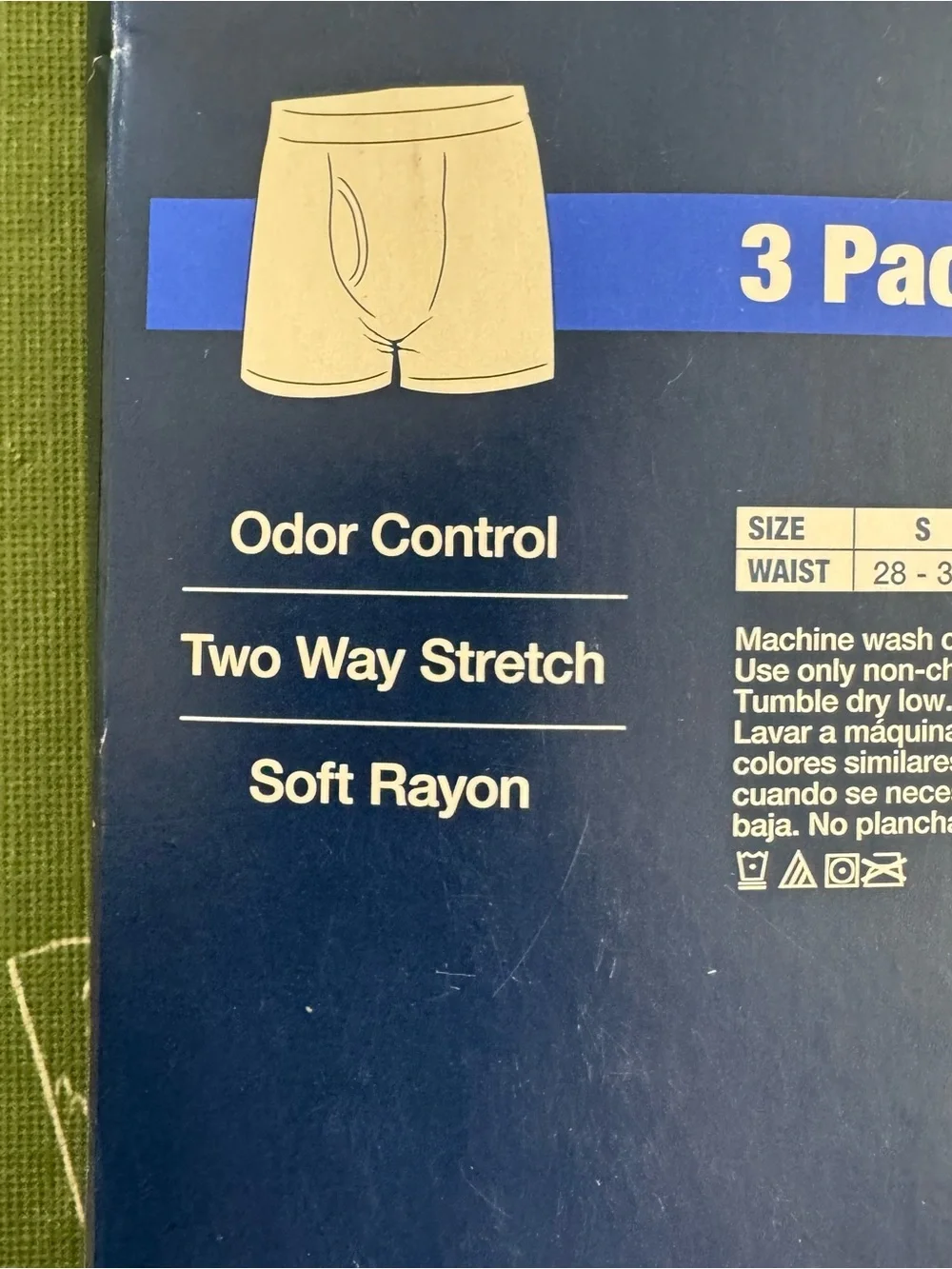George Men's 3 Pack Soft Touch Rayon 6 Inch Boxer Briefs M 32-34 Assorted Blue